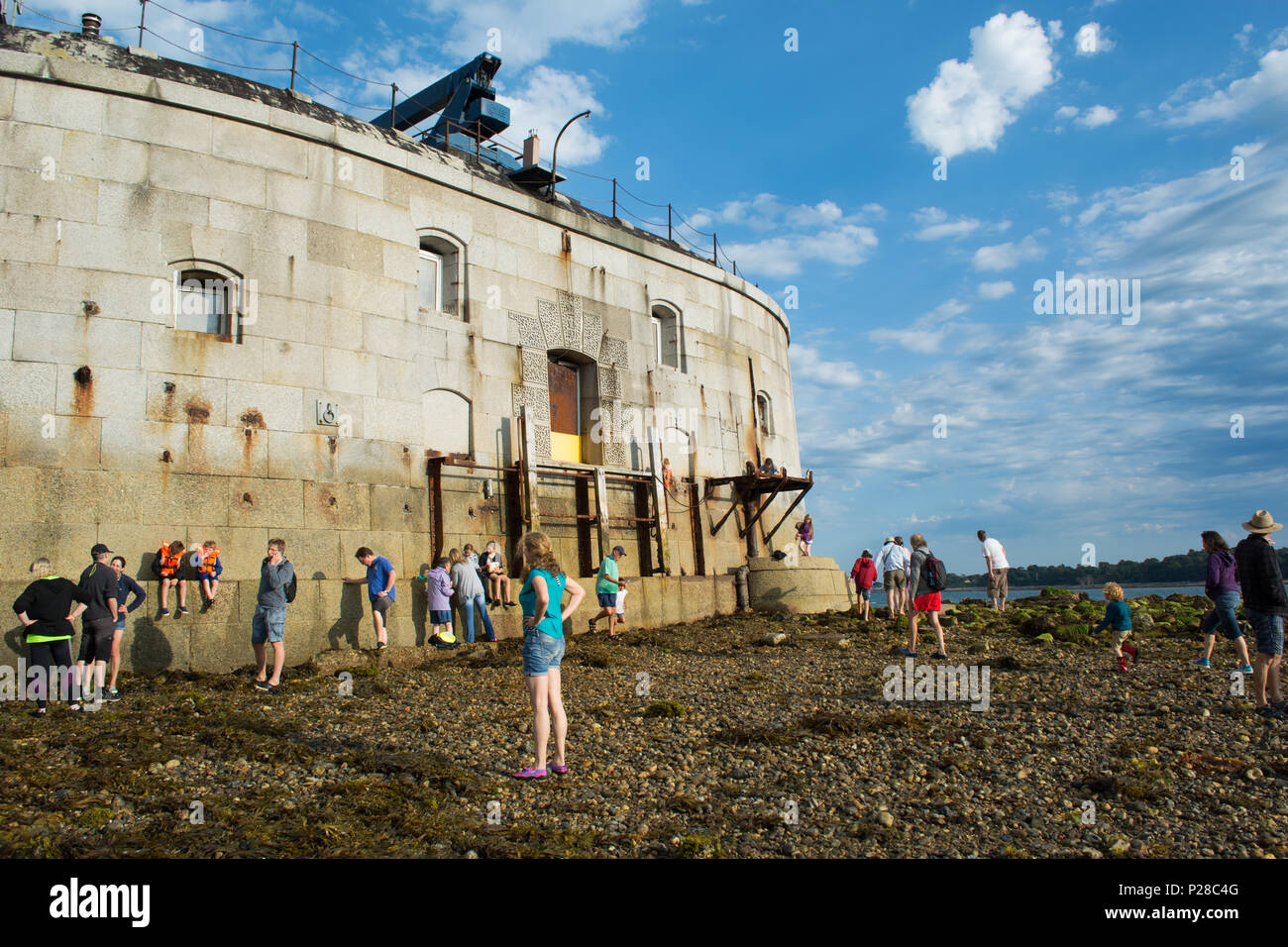 Balade autour du Solent fort à l 2017 Bembridge et St Helens Fort à pied à partir de St Helens sur l'île de Wight. Banque D'Images