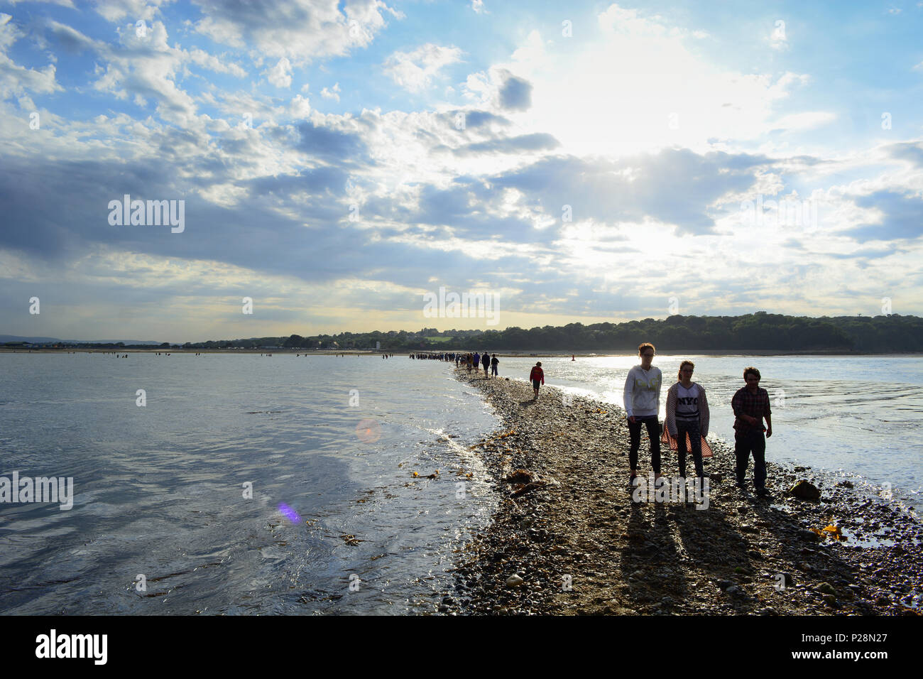 La marche à suivre en bardeaux causeway le fort à l'Bembridge et St Helens Fort à pied, 2017, démarrage fromm St Helens sur l'île de Wight. Banque D'Images