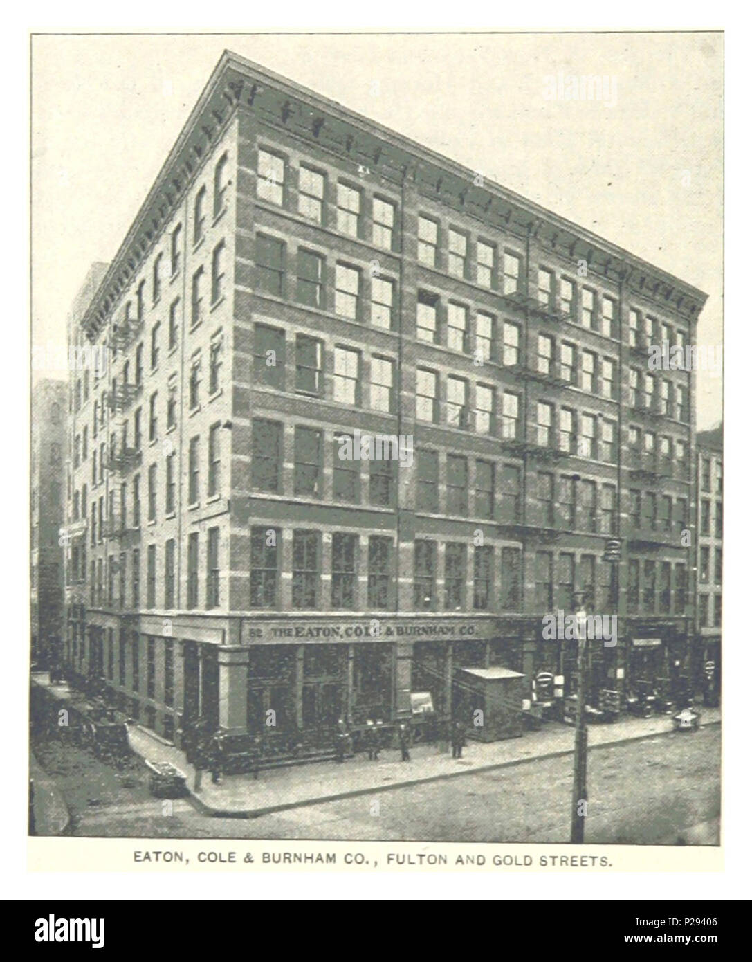 (King1893NYC) pg938 EATON, COLE & BURNHAM CO., Fulton et rues d'or. Banque D'Images