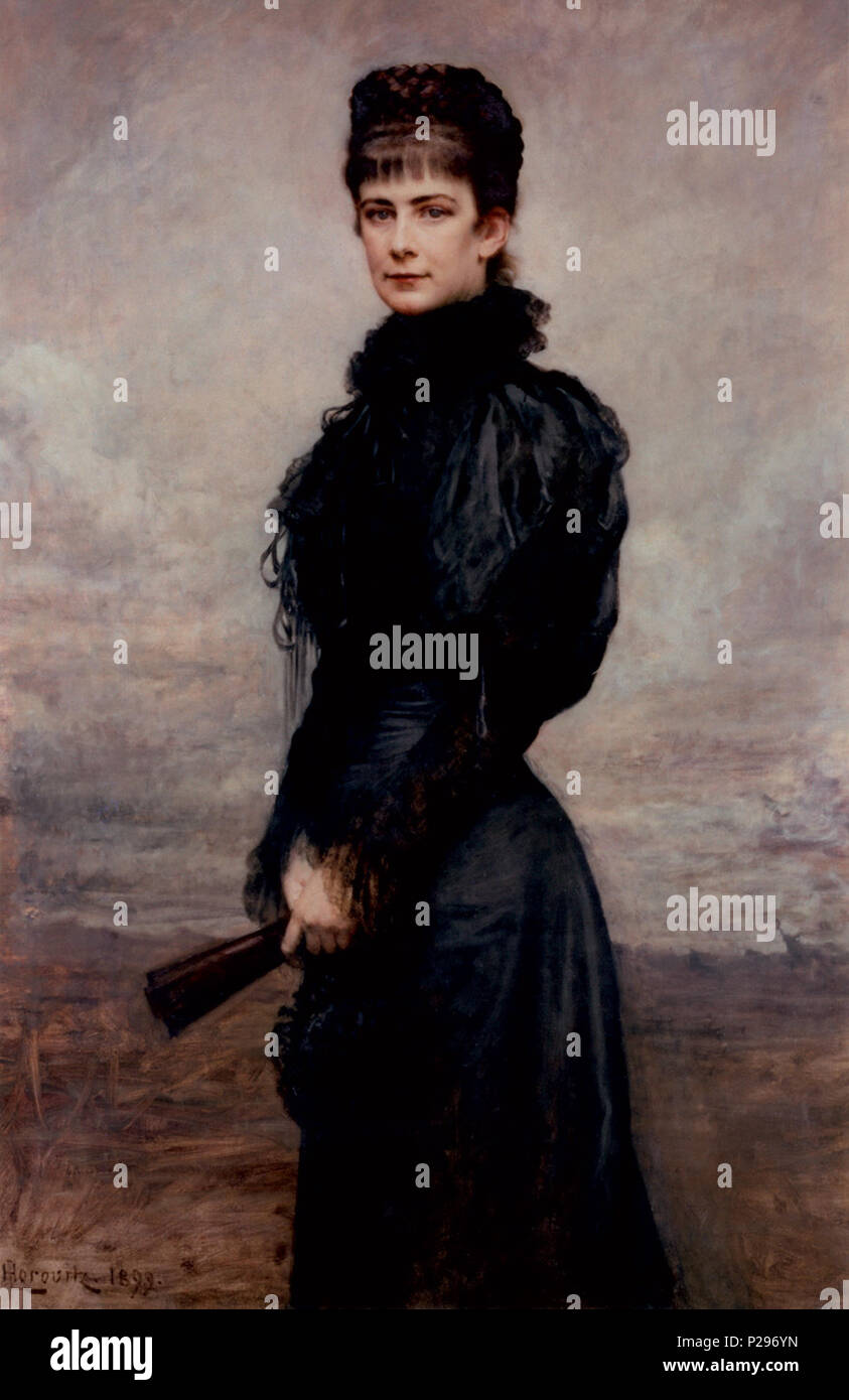 . L'impératrice Elisabeth d'Autriche († 1898) . portrait posthume . 1899152 Horowitz portret van Keizerin Elisabeth rencontré zwarte japon rencontré waaier 1899 Banque D'Images