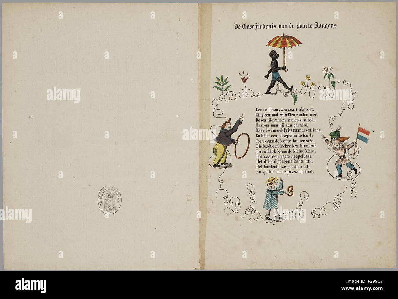 . Prentenboek leerzame een aardig rencontré vertellingen / naar het beroemde Hoogduitsche kinderwerk', 'Der Struwwelpeter voor Nederlandsche jongens en meisjes bewerkt W.P. porte Razoux. Herdr. Bl : gekl 20. mauvais // De keerzijde der bladen est onbedrukt // De oorspronkelijke auteur est Heinrich Hoffmann // Datering in verdere gegevens : Theo Gielen dans 'Tot volle waschdom' p. 151-164. Vermoedelijk tekeningen van zijn de H.L. van Hoogstraten en Hendrik Scheeve // 1e Ned. uitgave : 1848 // bevat 8 verhalen : De Geschiedenis van den wreeden ; Jan De Geschiedenis van de zwarte jongens ; De Geschiedenis van den Banque D'Images