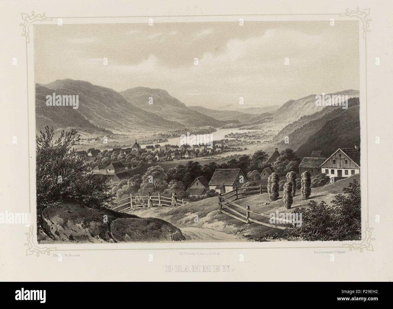 . Norsk bokmål : Illustrasjon hentet fra Norge fremstillet boken 'je' Tegninger av Asbjørnsen, P.Chr. og sortie av Chr. (Pas de Tønsberg, 1848). Le Guislain. Efter A.W. Boesen. Em. Baerentzen & Colith Institut . Avant 1848 Illustrasjon hentet fra Norge fremstillet boken 'je' Tegninger av Asbjørnsen, P.Chr. og sortie av Chr. (Pas de Tønsberg, 1848) 207 Norge fremstillet j'Tegninger - pas-nb digibok 2008112511001-219 Banque D'Images