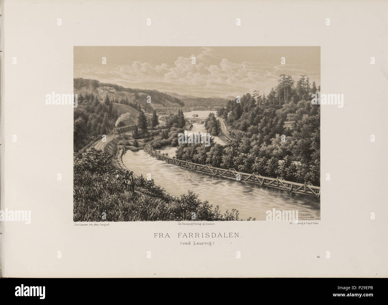 . Norsk bokmål : Farrisdalen Laurvig Fra ved. Carl Jensen lith. efter Fotografi. Illustrasjon hentet fra Norge fremstillet boken 'je' Tegninger av ukjent forfatter og sortie av Chr. (Pas de Tønsberg, 1889) . avant 1889. Inconnu Illustrasjon hentet fra Norge fremstillet boken 'je' Tegninger av ukjent forfatter og sortie av Chr. (Pas de Tønsberg, 1889) 208 Norge fremstillet j'Tegninger - pas-nb digibok 2009113013003-187 Banque D'Images