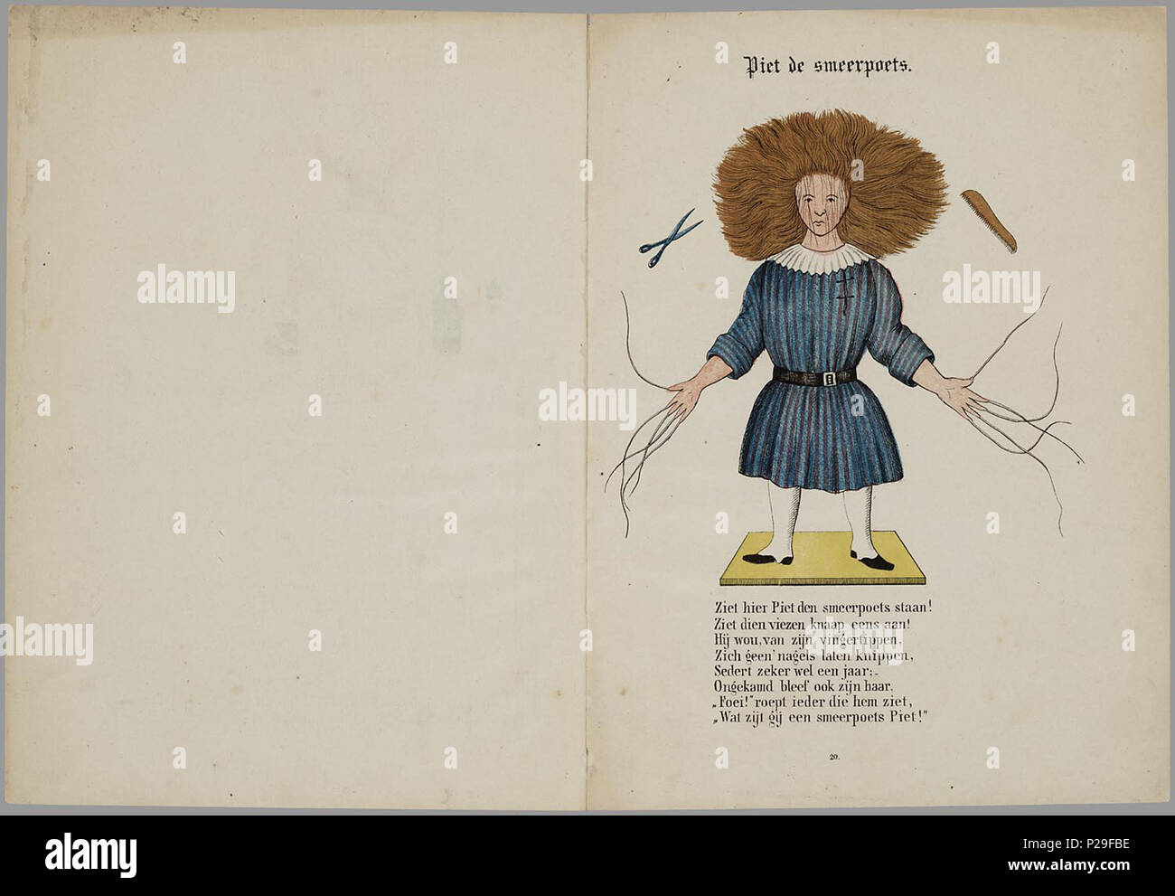 . Prentenboek leerzame een aardig rencontré vertellingen / naar het beroemde Hoogduitsche kinderwerk', 'Der Struwwelpeter voor Nederlandsche jongens en meisjes bewerkt W.P. porte Razoux. Herdr. Bl : gekl 20. mauvais // De keerzijde der bladen est onbedrukt // De oorspronkelijke auteur est Heinrich Hoffmann // Datering in verdere gegevens : Theo Gielen dans 'Tot volle waschdom' p. 151-164. Vermoedelijk tekeningen van zijn de H.L. van Hoogstraten en Hendrik Scheeve // 1e Ned. uitgave : 1848 // bevat 8 verhalen : De Geschiedenis van den wreeden ; Jan De Geschiedenis van de zwarte jongens ; De Geschiedenis van den Banque D'Images