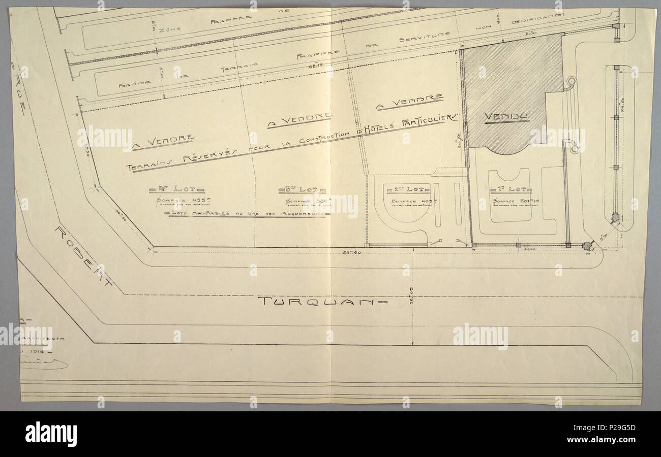 Photostat, Plan de la rue Robert Turquan, 1914 Photo Stock - Alamy