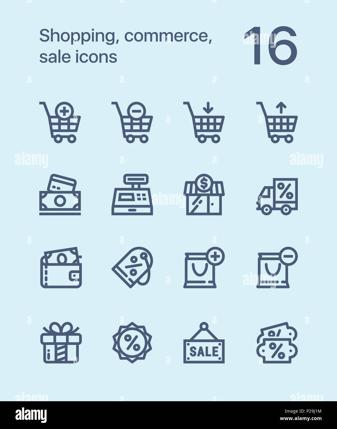 Contours Shopping, du commerce, de la vente d'icônes pour le web et les terminaux mobiles pack 1 Illustration de Vecteur