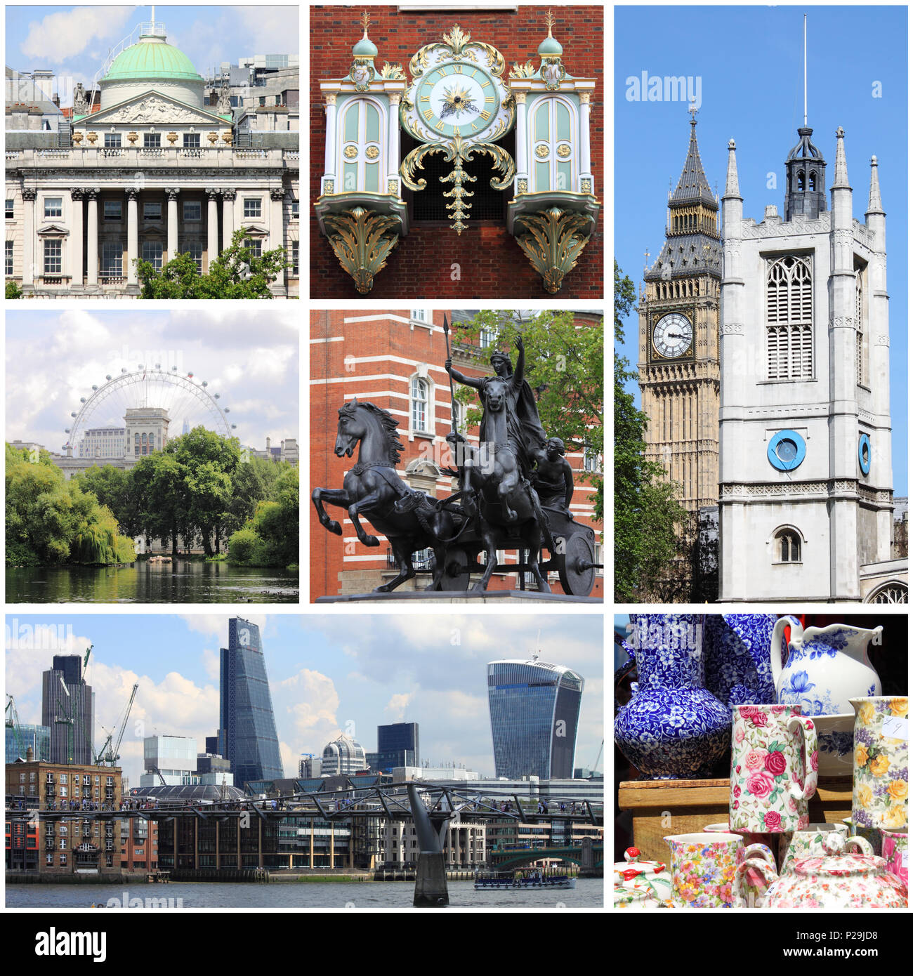 Collage de monuments de Londres, Royaume-Uni Banque D'Images