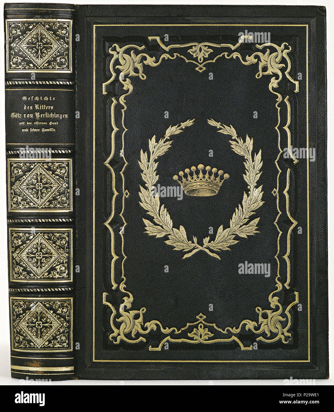 . Van segrijn bande donker grijs . Nederlands : Inhoud : Friedrich W. (Graf) von Berlichingen-Rossach. Geschichte des Ritters Götz von Berlichingen. Leipzig, 1861. . 1861 ; van donker grijs bande 27-segrijn KONB12-473C1 Banque D'Images