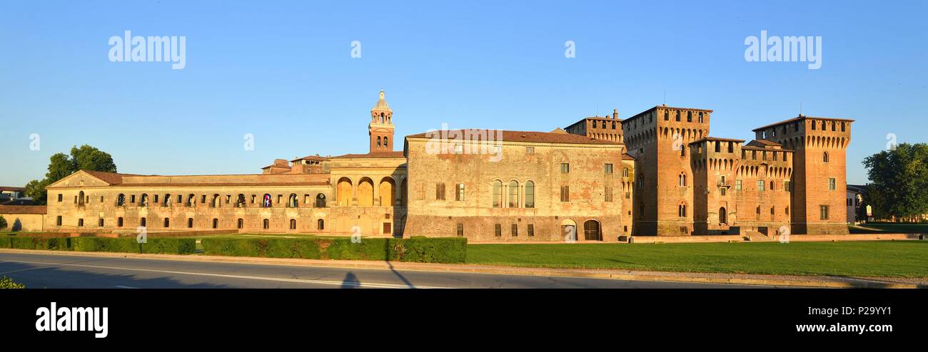 L'Italie, Lombardie, Mantoue (Mantova), classée au Patrimoine Mondial de l'UNESCO, le San Giorgio château (Castello di San Giorgio) et le Palazzo Ducale, célèbre résidence de la famille Gonzague Banque D'Images