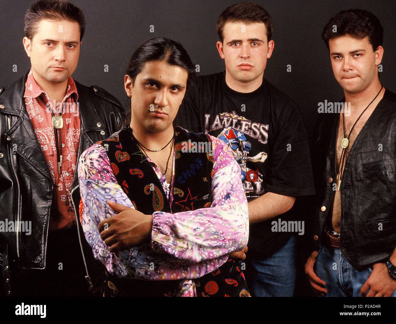 José Andrëa, vocalista de Mago de Oz, con su primera banda, Ranas DF. (RanasDF_primergrupodelcantantedeMagodeOz©DJC). Banque D'Images