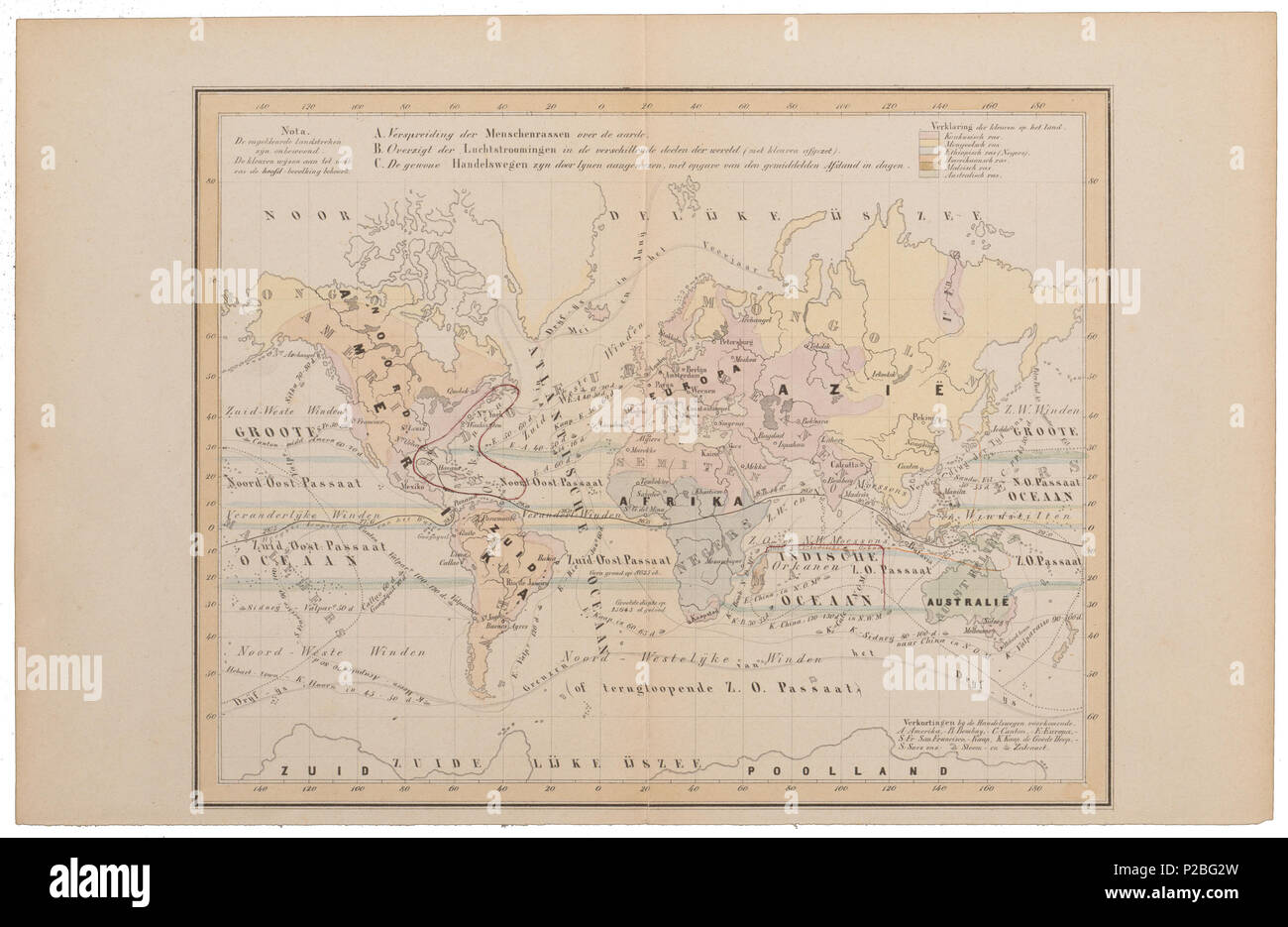 . L'Homo sapiens - verspreidingskaart - div. rassen . Entre 1700 et 1880 UBA01 IZ19400188-y, 21-09-09, 10:42, 8C, 7020x9926 (636 +416), 100  % % % % BasisCurve, Art, 1/50 s, r49.6, G19.4, B12.4 152 Homo sapiens - verspreidingskaart - div. rassen - 1700-1880 - Imprimer - Zoologica 2e moitié - Collections spéciales de l'Université d'Amsterdam - UBA01 IZ19400205 Banque D'Images