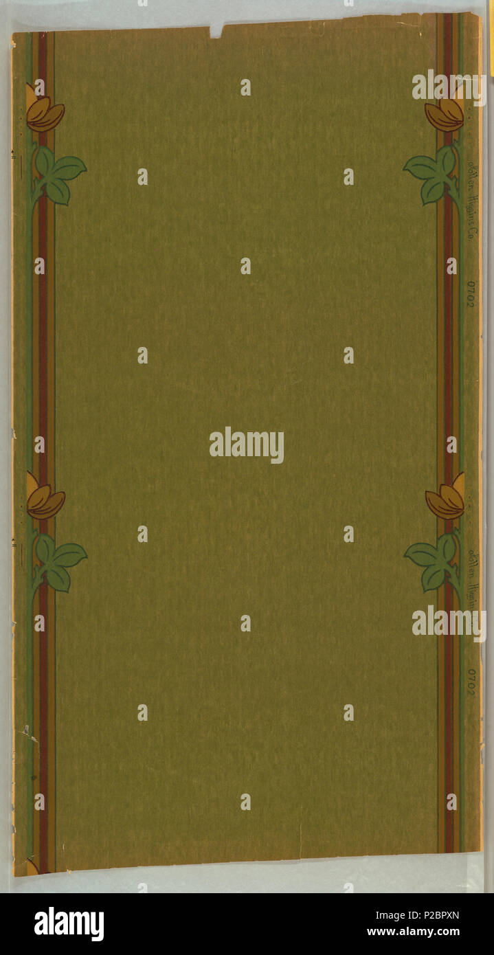 . Anglais : paroi et Frieze (USA), ca. 1900 . English : a) avec du papier vert floral stylisé bande très espacées ; b) - frise correspondant 'crown' . vers 1900 292 et les frises de paroi latérale (USA), ca. (1900 CH 18484261-4) Banque D'Images