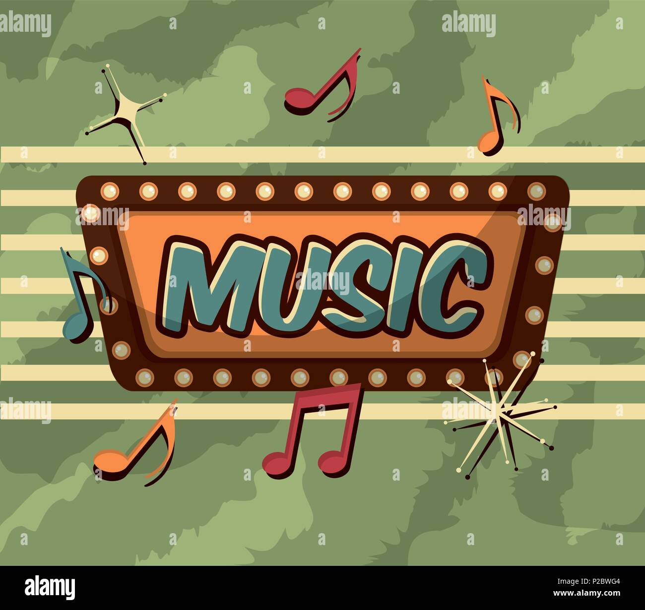 Retro Vintage Music billboard de légères notes vector illustration Illustration de Vecteur