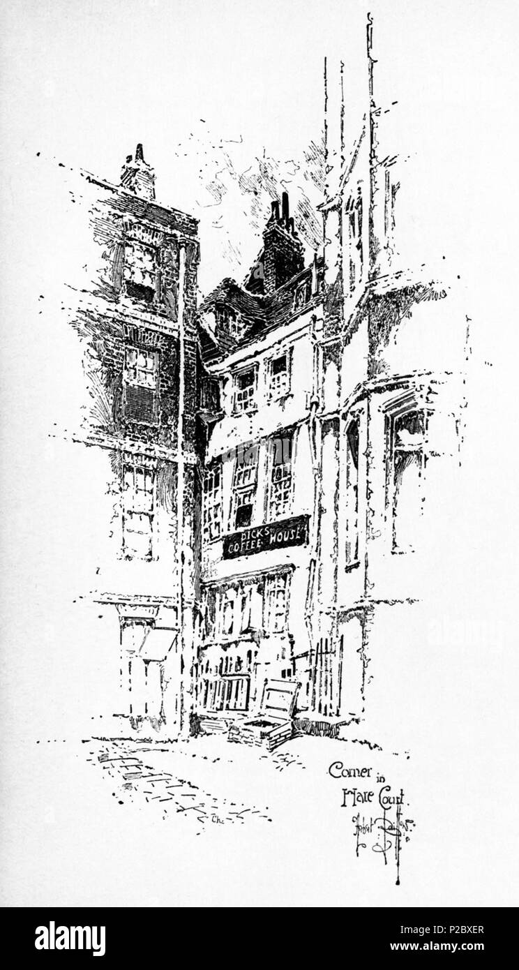 . Anglais : Herbert Railton's illustration d'un corner de Hare cour . vers 1895. Herbert Railton (1857-1910)[1] 146 Herbert Railton - Corner en Lièvre Cour (modification) Banque D'Images