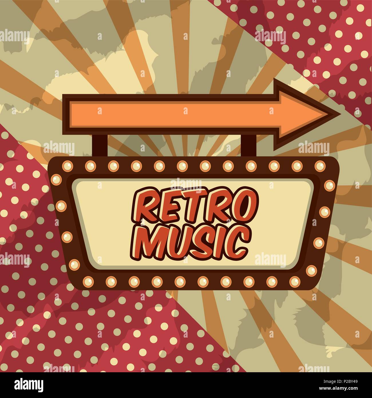 Musique rétro éclairage billboard vintage flèche design background vector illustration Illustration de Vecteur