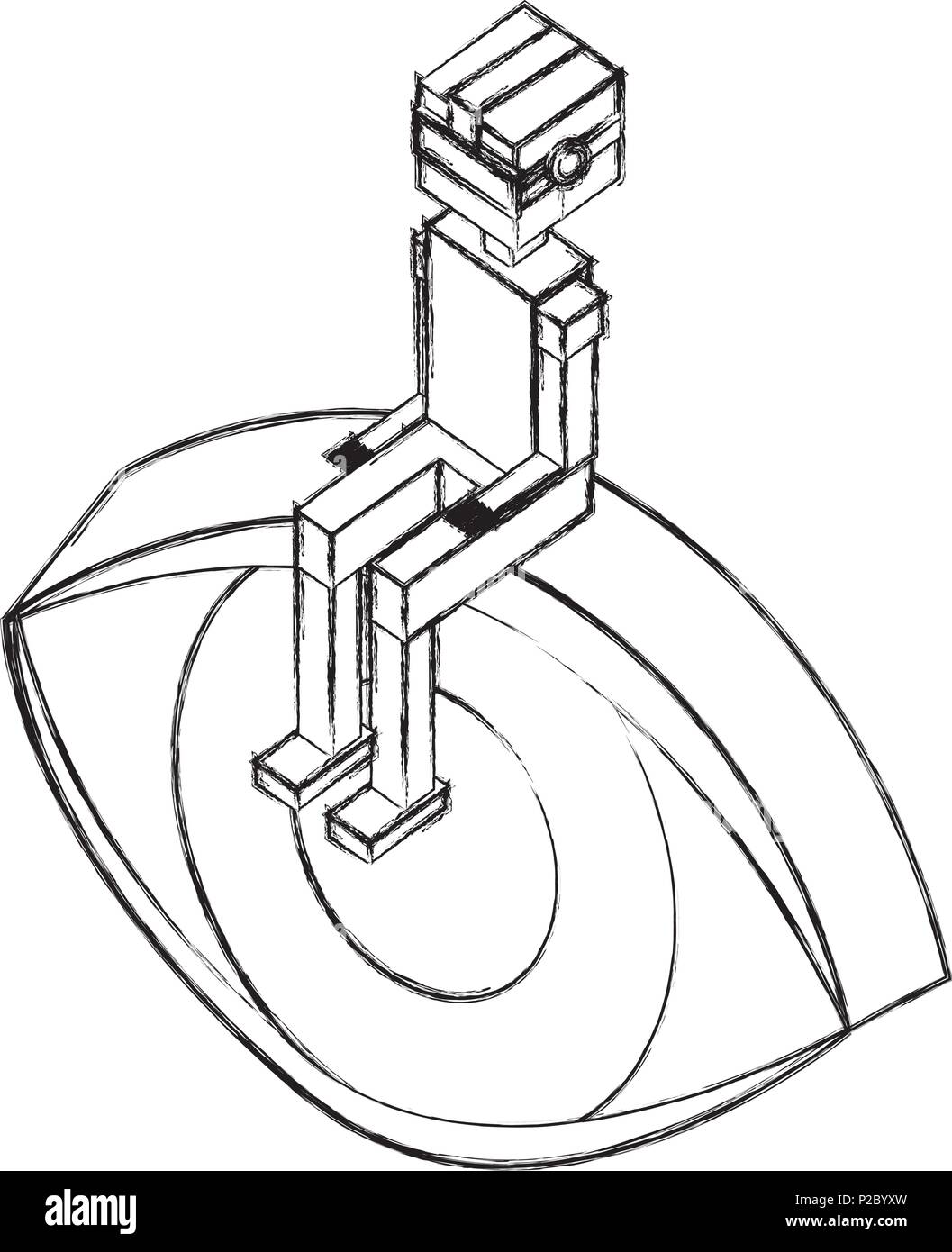 À l'aide de lunettes vr boy sitting in Eye 3D isométrique Illustration de Vecteur