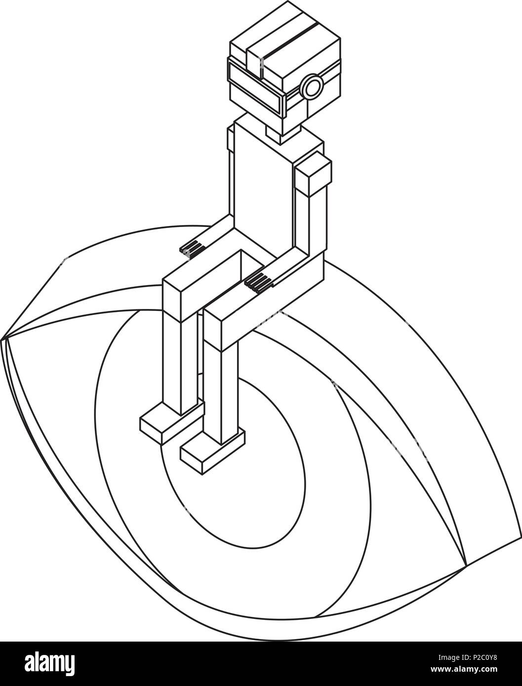 À l'aide de lunettes vr boy sitting in Eye 3D isométrique Illustration de Vecteur