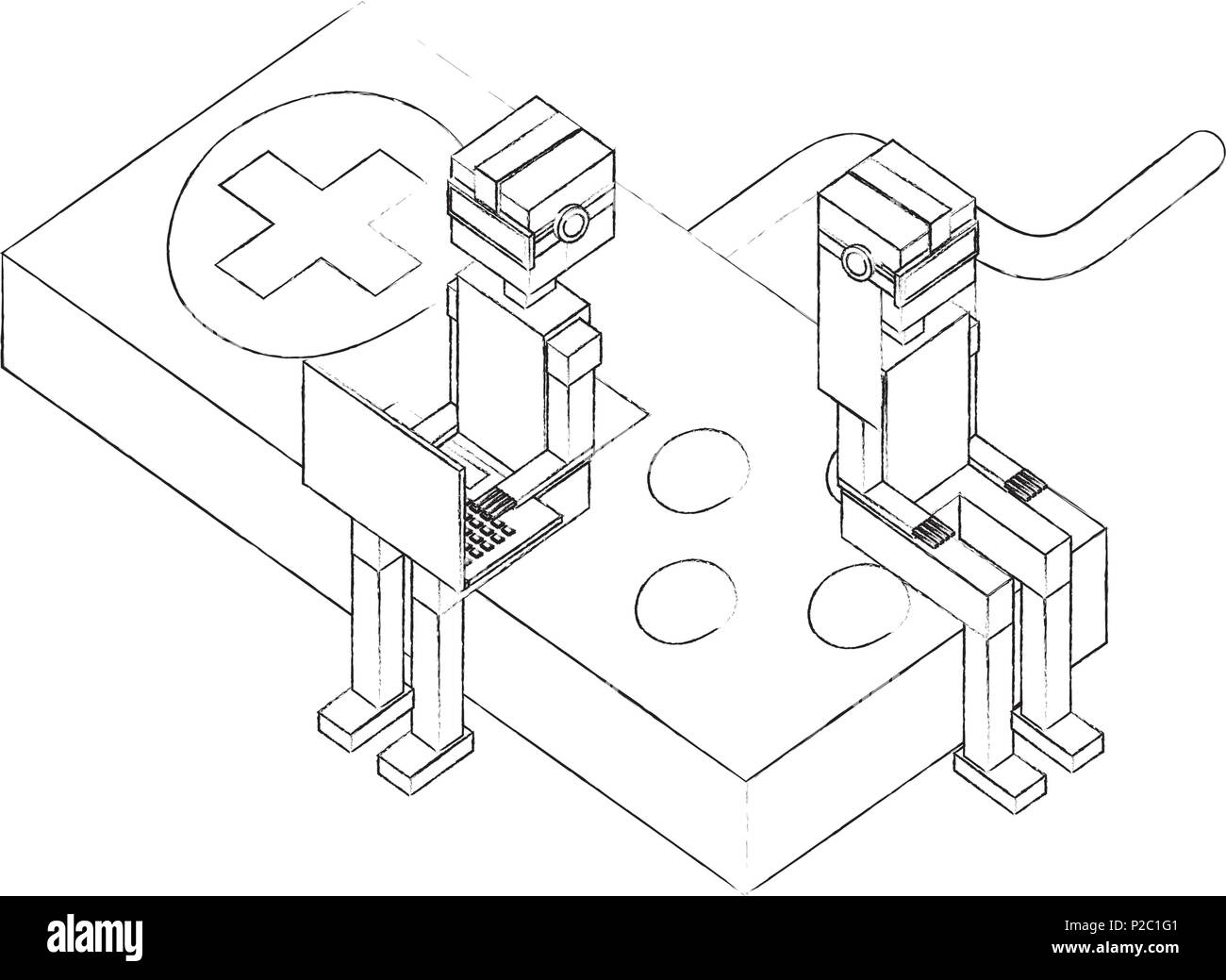 L'homme et de la femme avec l'aide de lunettes vr portables assis dans le contrôle du jeu Illustration de Vecteur