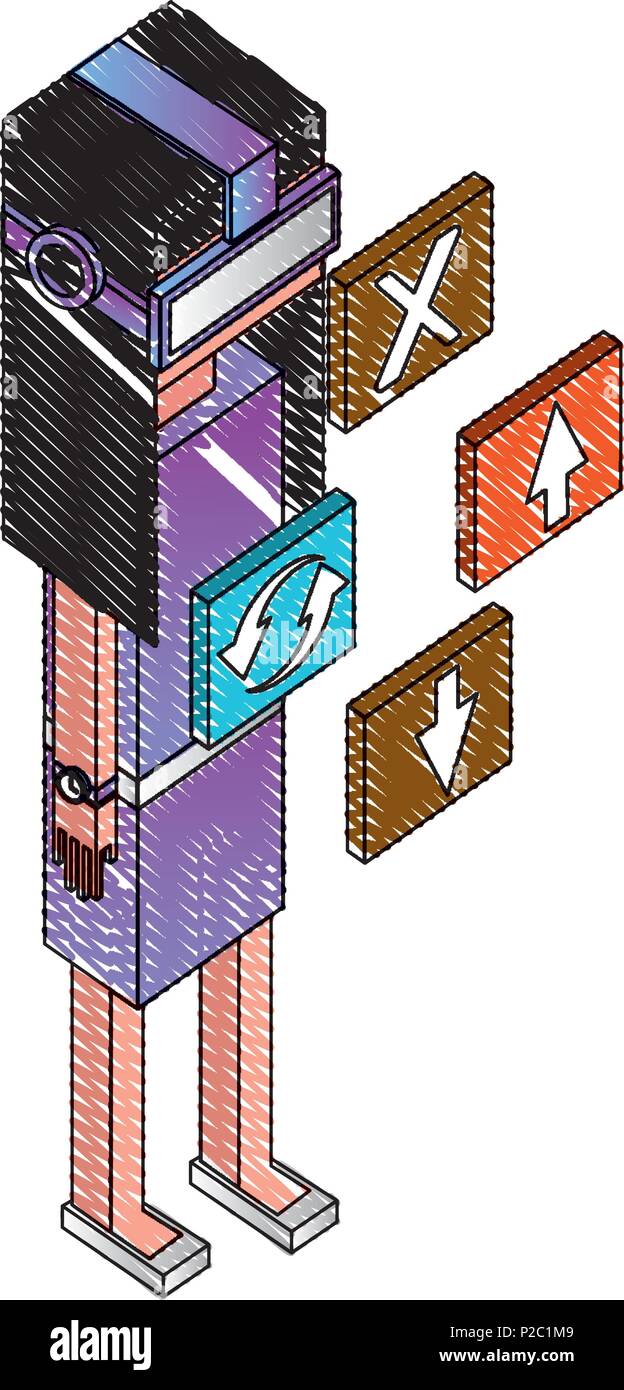 Femme à l'aide de lunettes vr à boutons 3d game Illustration de Vecteur