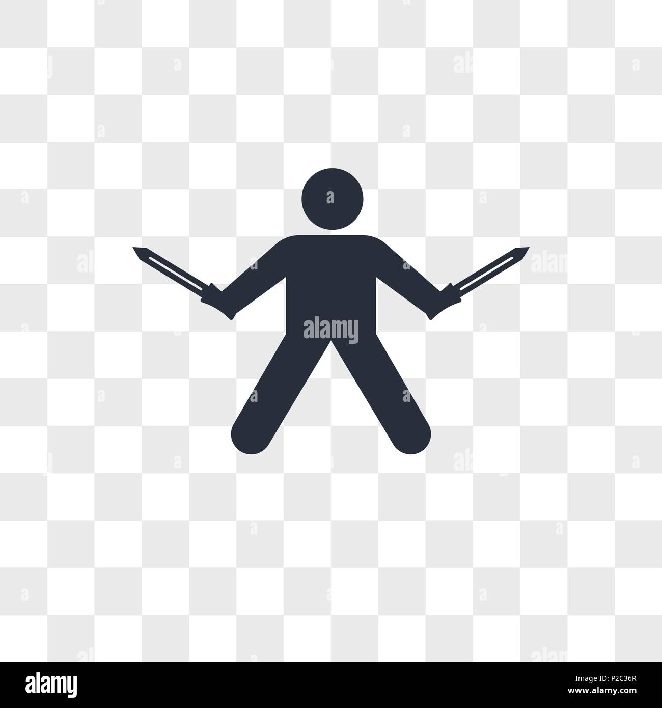 L'homme avec deux épées icône vecteur isolé sur fond transparent, l'homme avec deux épées concept logo Illustration de Vecteur
