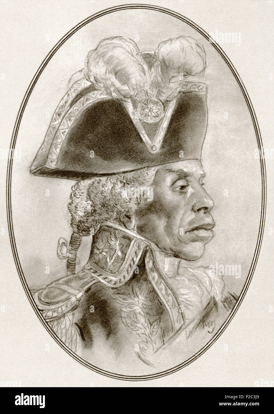 François-Dominique Toussaint Louverture, 1743 - 1803, aka Toussaint L'ouverture ou Toussaint Bréda. Un chef de la révolution haïtienne en 1791, le succès de la lutte contre l'esclavage et de l'insurrection anti-coloniale par des esclaves libérés contre la domination coloniale française de Saint-Domingue. Illustration par Gordon Ross, artiste et illustrateur américain (1873-1946), de la vie des dirigeants. Banque D'Images François-Dominique Toussaint Louverture, 1743 - 1803, aka Toussaint L'ouverture ou Toussaint Bréda. Un chef de la révolution haïtienne en 1791, le succès de la lutte contre l'esclavage et de l'insurrection anti-coloniale par des esclaves libérés contre la domination coloniale française de Saint-Domingue. Illustration par Gordon Ross, artiste et illustrateur américain (1873-1946), de la vie des dirigeants. Banque D'Images