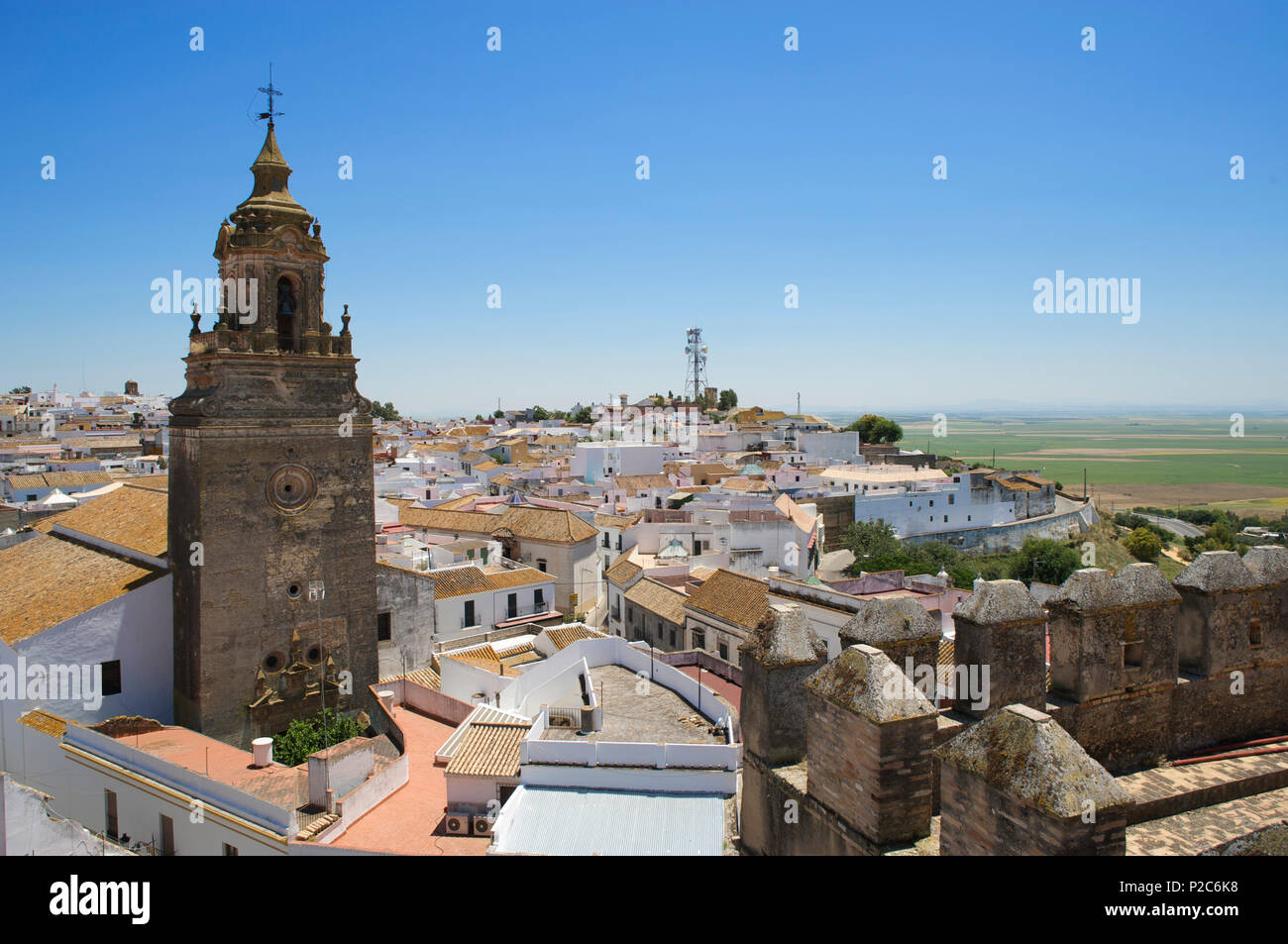 Vue sur la vieille ville de Carmona à partir du mur de la ville, Séville, Andalousie, Espagne, Europe Banque D'Images