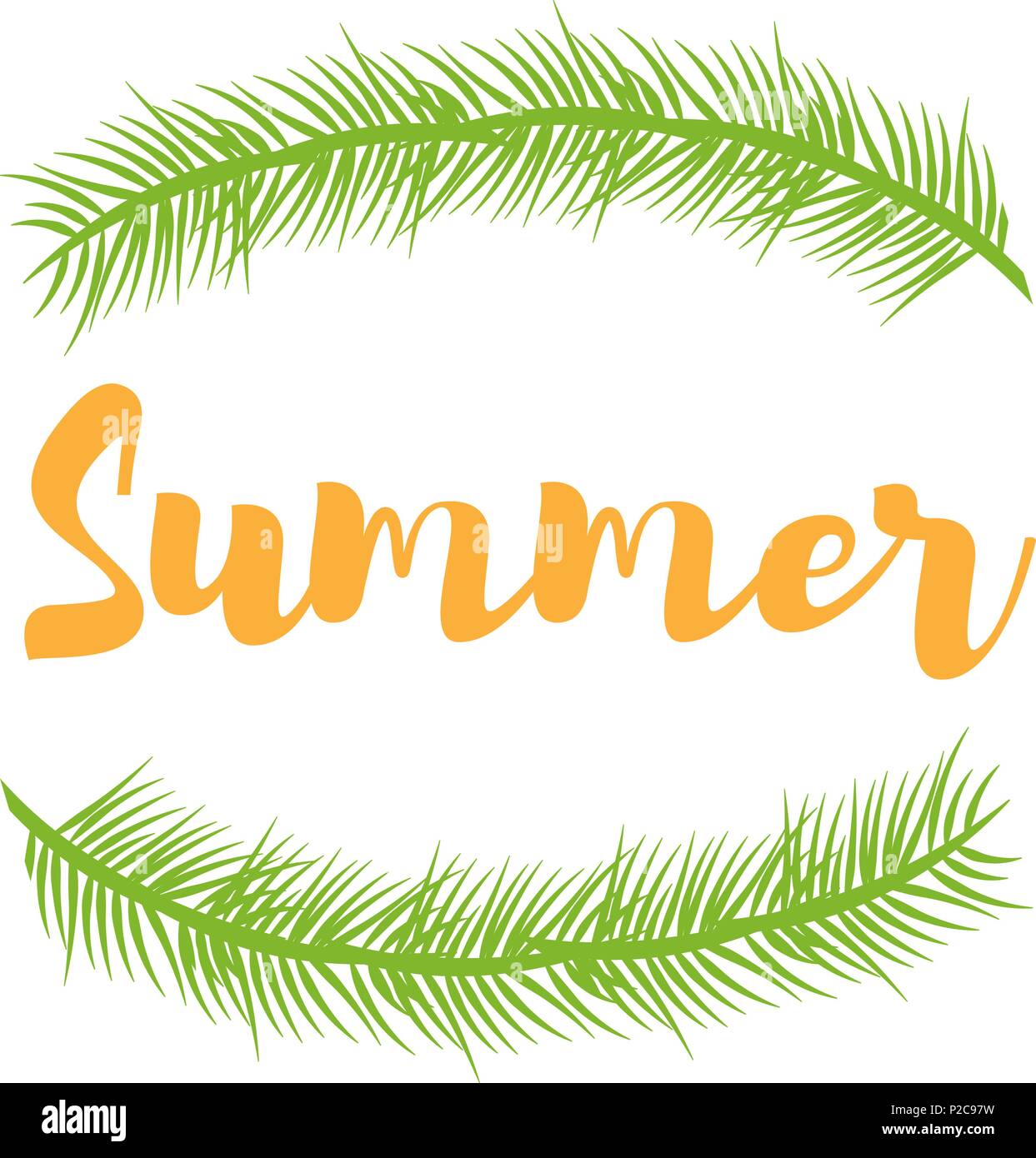Vector illustration. Branches de plantes vertes et de la place pour le texte de l'été Illustration de Vecteur