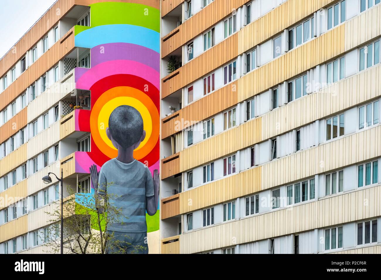 France, Paris, Arts de la rue du 13e arrondissement, murale de l'artiste Seth près de boulevard Vincent Auriol Banque D'Images