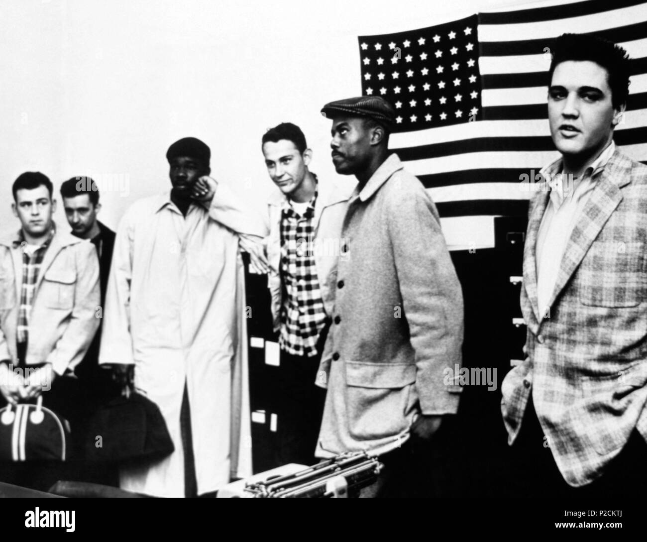 Le chanteur américain Elvis Presley dans l'induction de l'Armée Centre à Memphis (Tennessy) en mars 1958. Banque D'Images