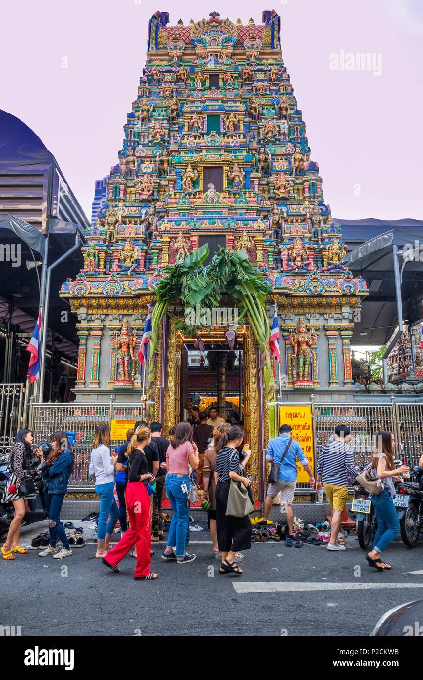 Thaïlande, Bangkok, Bang Rak, district Sri Maha Mariamman Temple Hindou Banque D'Images