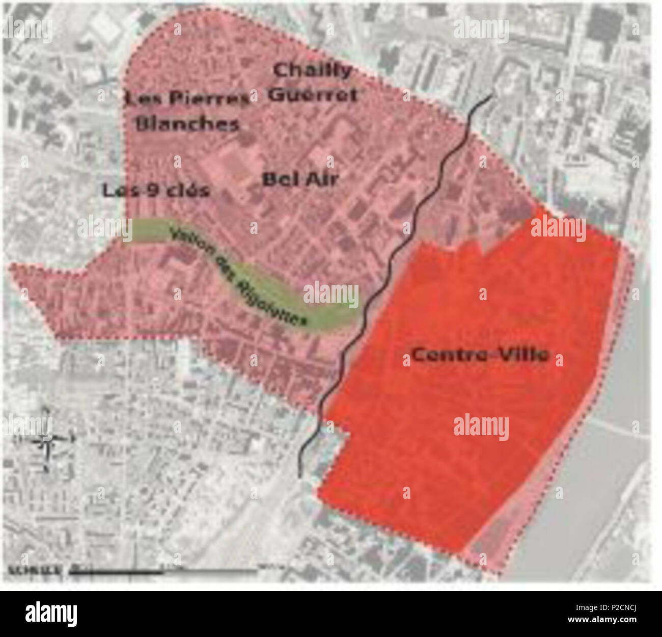 . Anglais : Carte des zones dans le centre de Mâcon, Saône-et-Loire, Bourgogne, France. Il comprend les régions de Bel-Air, Les 9 Clés, Chailly Guéret, Les pierres blanches et le vieux centre-ville. Anglais : Carte des quartiers du centre de Mâcon, Saône-et-Loire, Bourgogne, France. Elle inclue Bel-Air, Les 9 Clés, Chailly Guéret, Les pierres blanches et le vieux centre ville. 4 juin 2013, 11:26:35. govnmnt français 44 quartiers de Mâcon centre. Banque D'Images