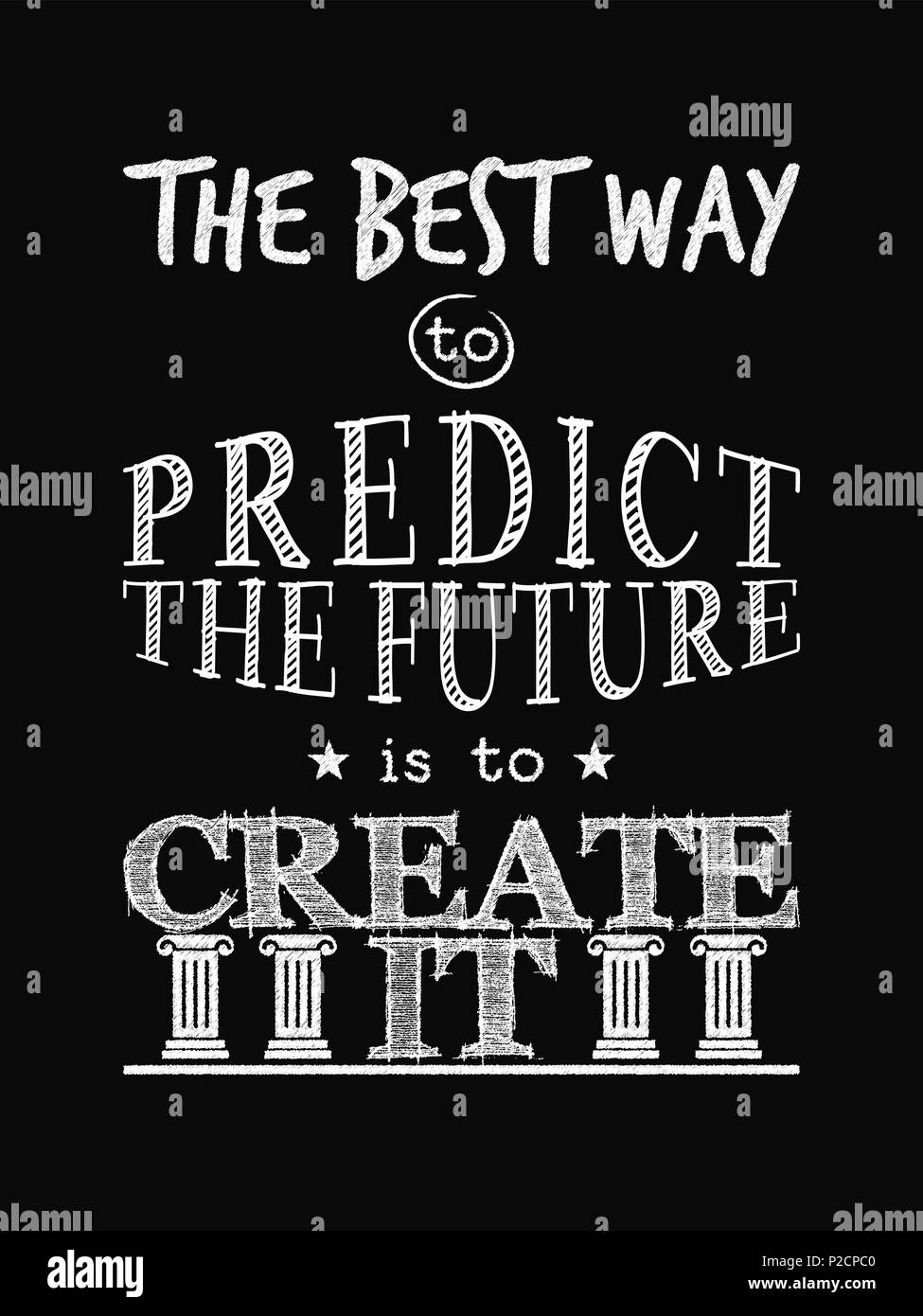 Citation De Motivation De L Affiche La Meilleure Facon De Predire Le Futur Est De Le Creer Style De Calligraphie De Craie Lettrage Design Image Vectorielle Stock Alamy