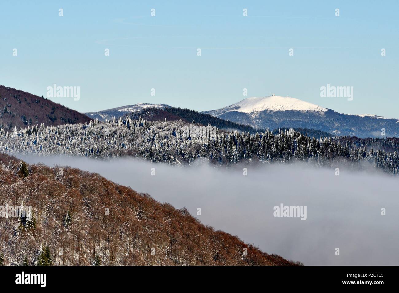 La France, Territoire de Belfort, Massif des Vosges, Ballon d'Alsace, panorama sur le grand ballon des Vosges haut Banque D'Images