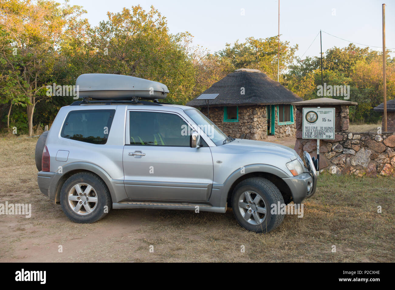 Porte d'entrée touristique à Ngoma Domaine de Kafue National Park, Zambie Zambie gérés par l'autorité de la faune. Banque D'Images