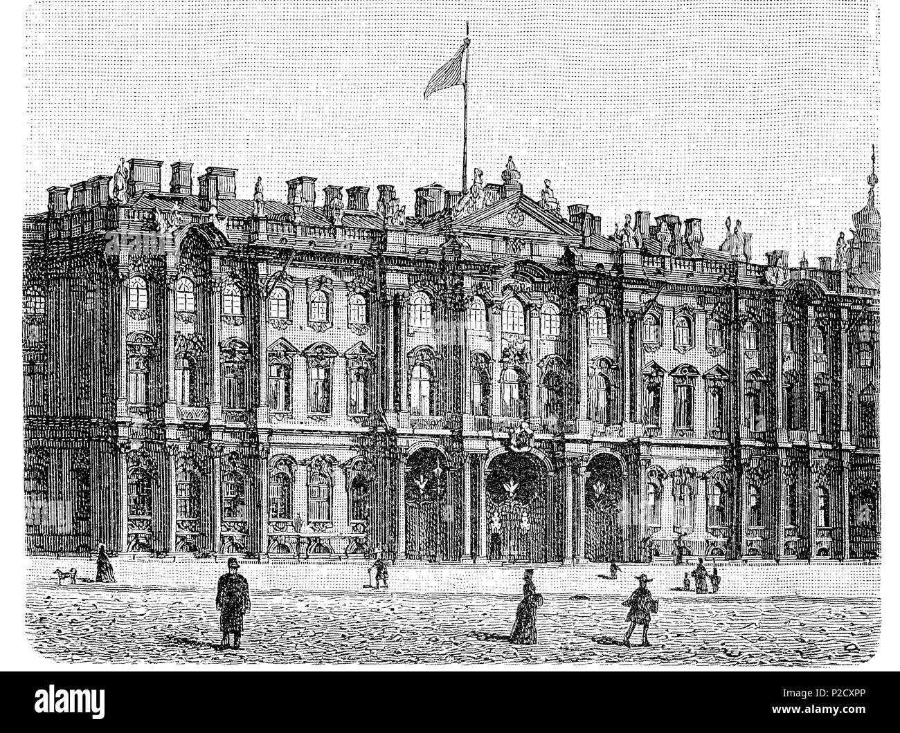 Palais d'hiver à Saint-Pétersbourg, Russie, Winterpalast à Saint-Pétersbourg, Russie, amélioration numérique reproduction à partir d'un tirage original du 19ème siècle, 1881 Banque D'Images