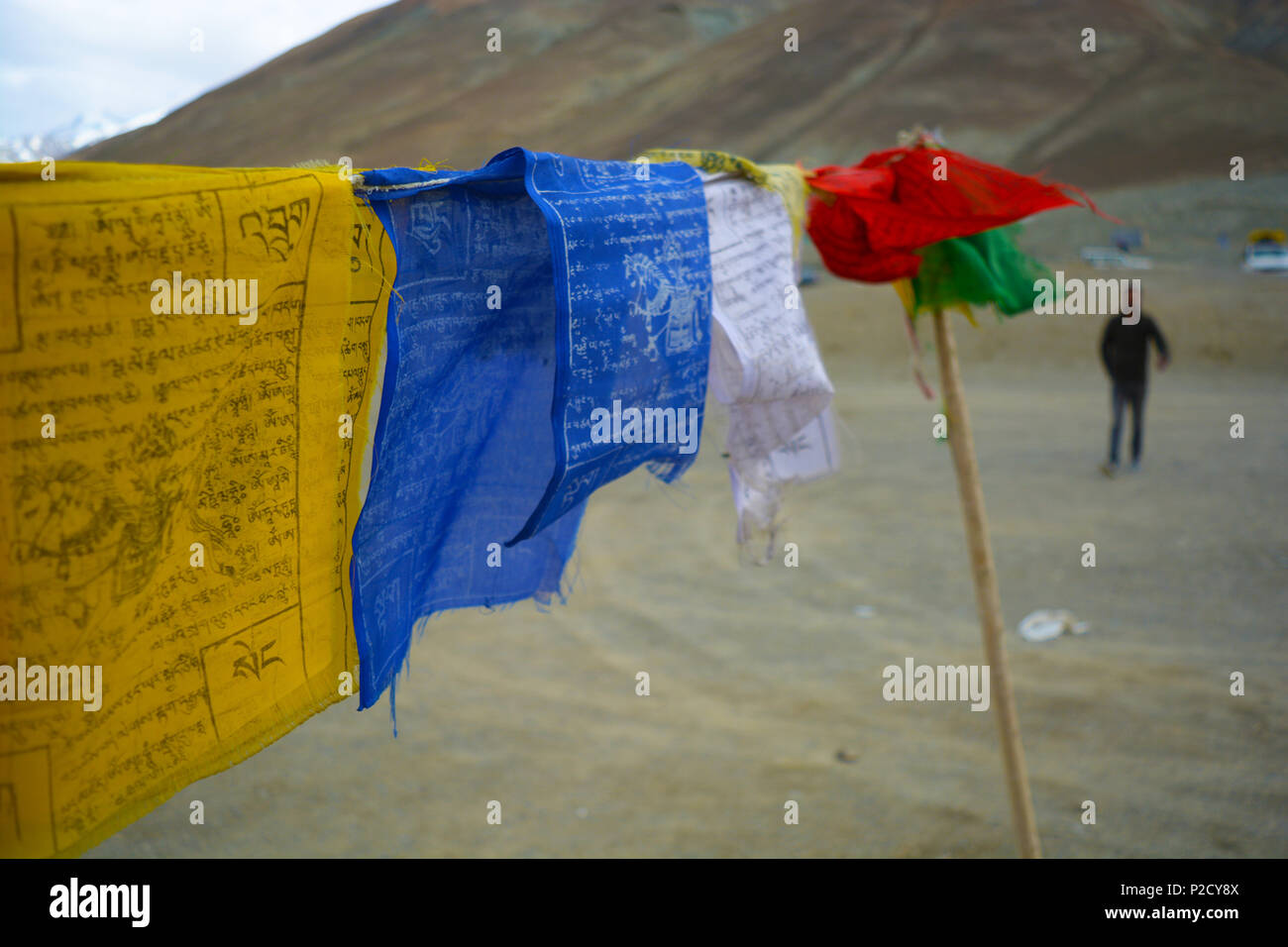 Leh Ladakh au Jammu-et-Cachemire en vue magnifique des montagnes du matin et la structure. Banque D'Images