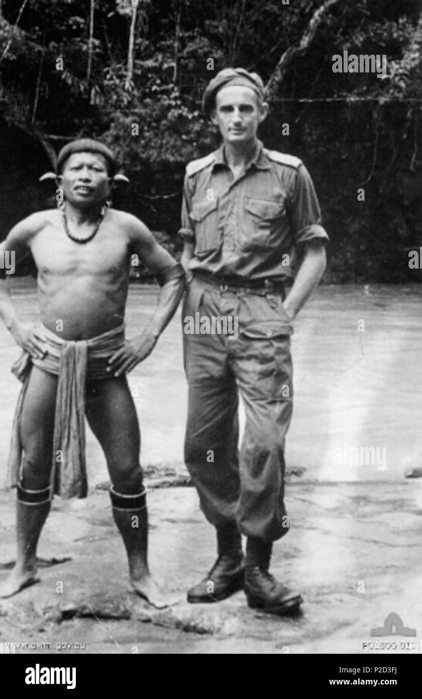 . Noir et blanc Résumé : Le nord de Bornéo. 1945. Portrait non officiel de Major G. S. Carter DSO, un membre du ministère, de reconnaissance des services de l'Australie et l'un des principaux membres de la native de Brunei mouvement souterrain après le Major Carter avait parachuté dans le pays. (Anciennement 3DRL 6204 original, maintenant en AWM Archives Boutique) . H. B. donateurs Manderson par B. Kerridge 5 Awm P01806.010 Grandes G S Carter Banque D'Images