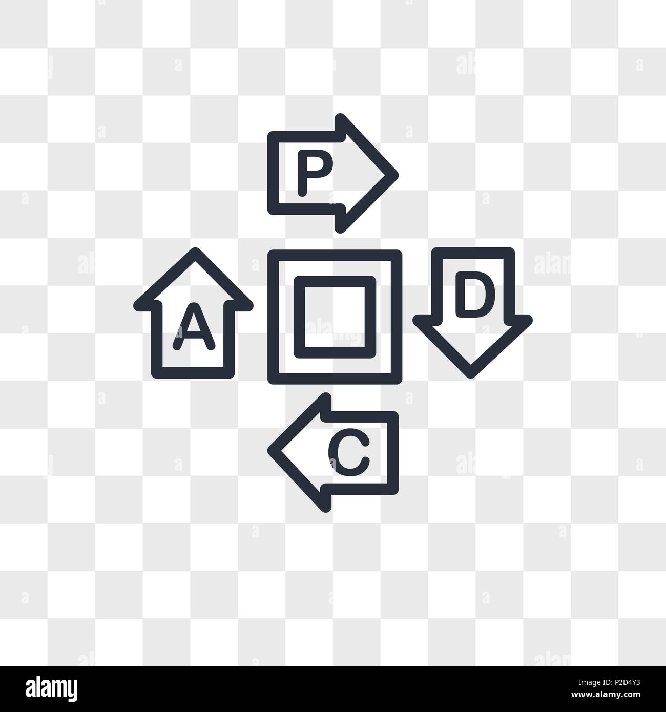 Icône vecteur pdca isolé sur fond transparent, logo concept pdca Illustration de Vecteur