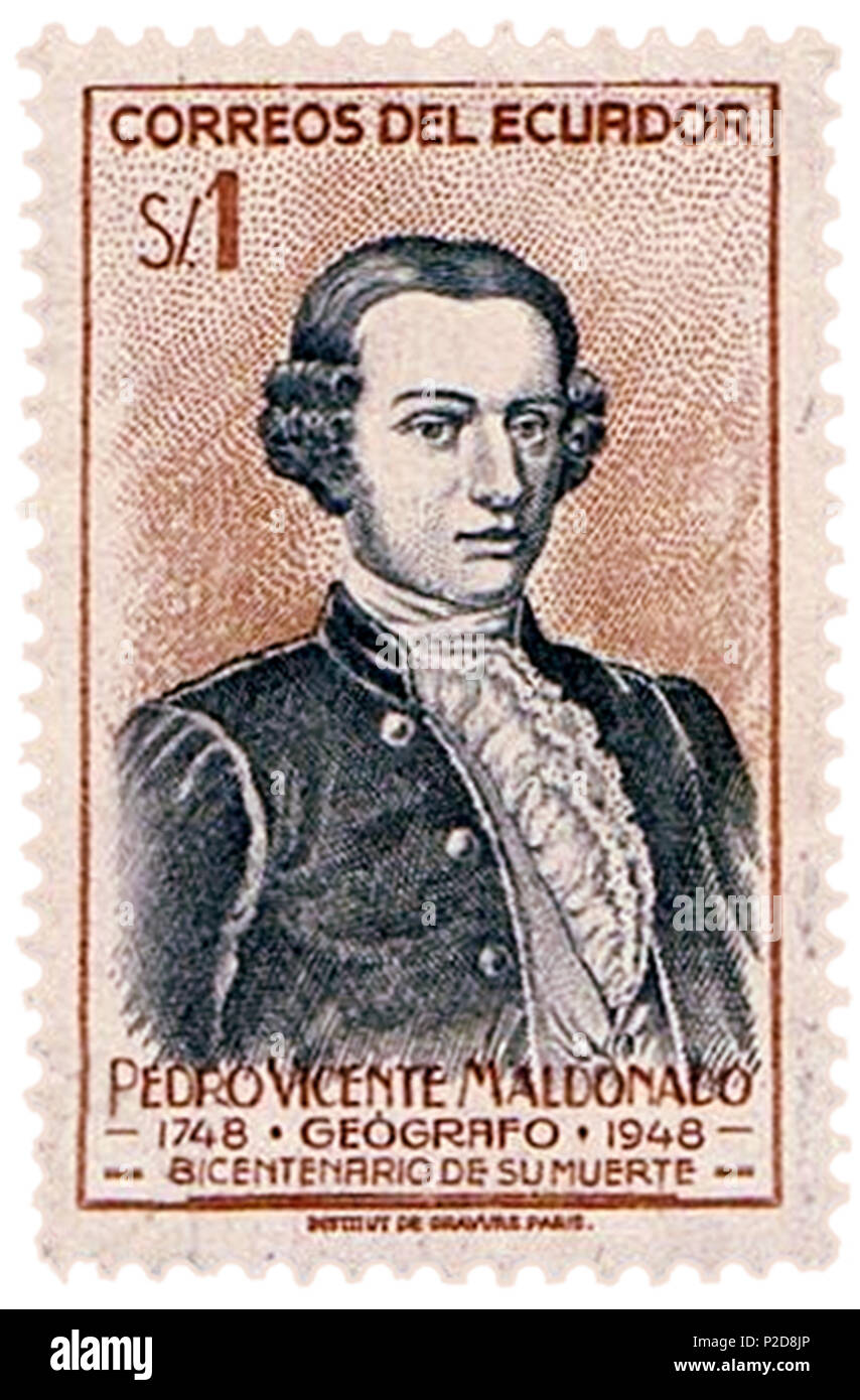 7 Bicentenario Pedro Vicente Maldonado postal sello Riobamba Banque D'Images