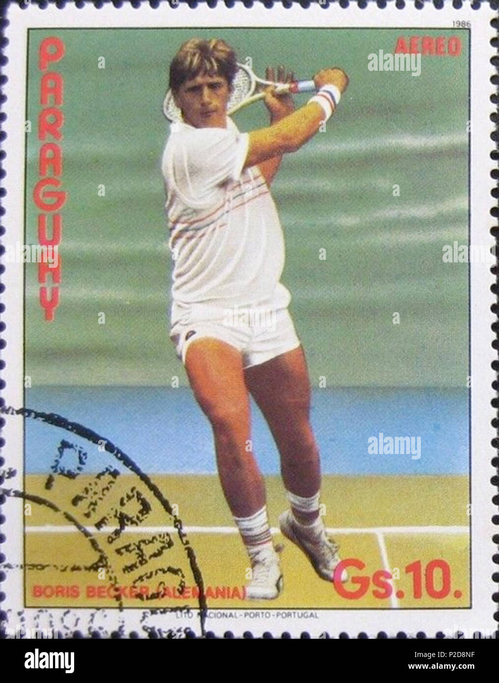 . Boris Becker . 1986. Inconnu 8 Boris Becker 1986 Paraguay stamp Banque D'Images