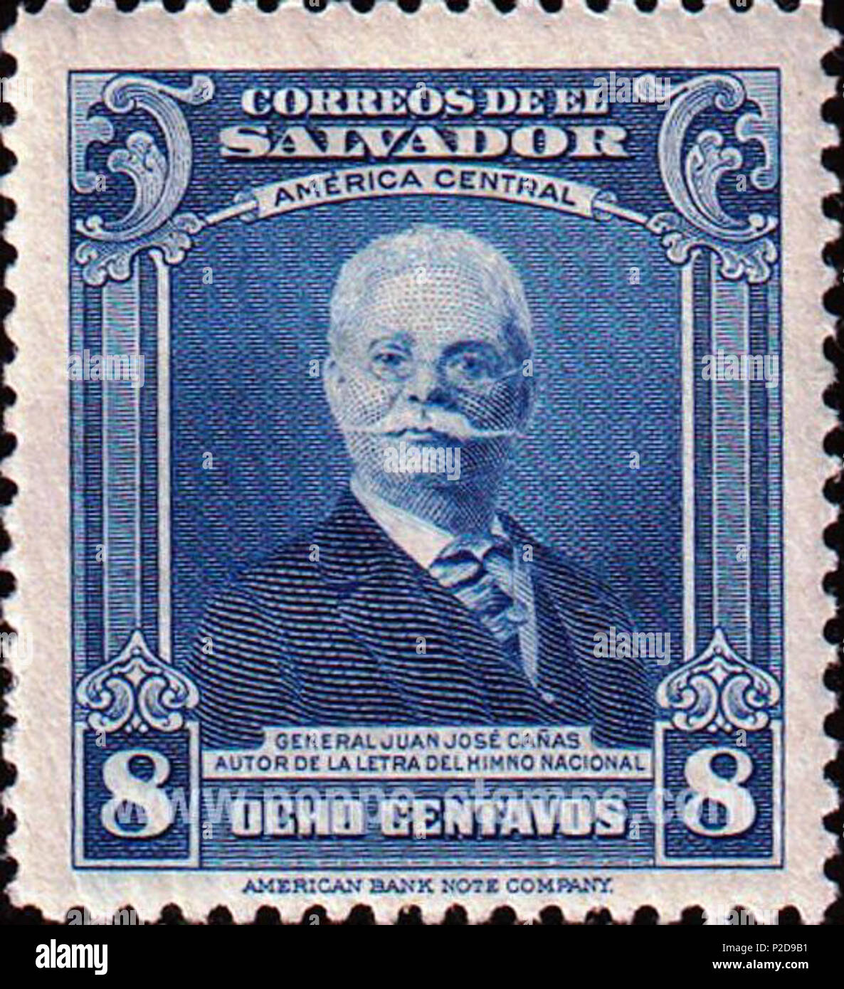. Anglais : Stamp de Juan José Cañas (1826-1918), auteur des paroles de l'hymne national d'El Salvador Español : Estampilla de Juan José Cañas (1826-1918), auteurs de la letra del Himno Nacional de El Salvador . 1945. El Salvador Poster 11 Canas Banque D'Images