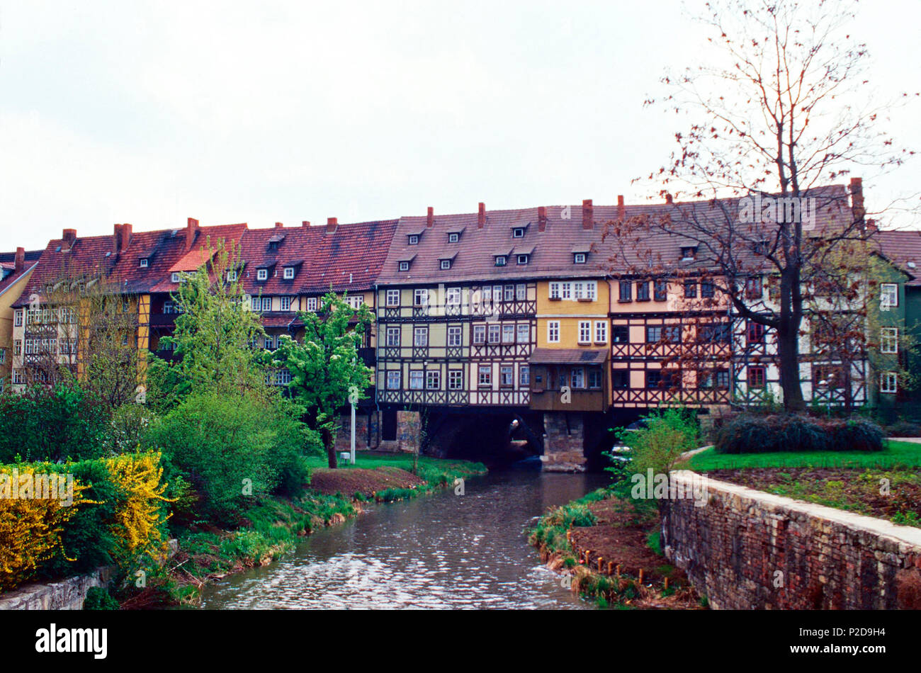 Pont Kramerbrucke ou commerçants, Erfurt, Allemagne Banque D'Images
