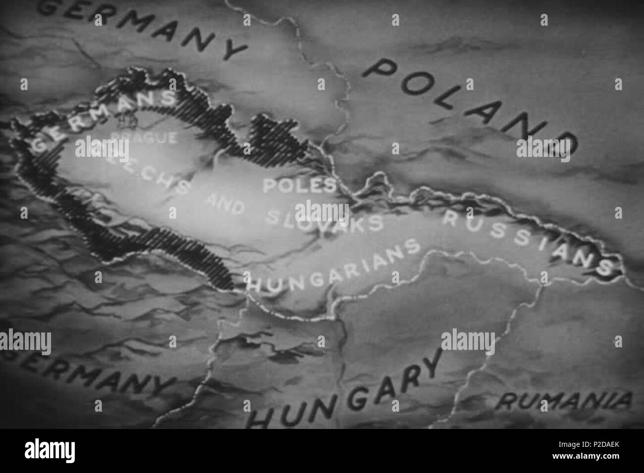 .  ?Eština mezivále : Mapa ?de ?ného, eskoslovenska amerického Záb ?r z filmového týdeníku «la marche du temps". 18 septembre 1947. Archives nationales (archive.org) 15 Tchécoslovaquie-2 Banque D'Images