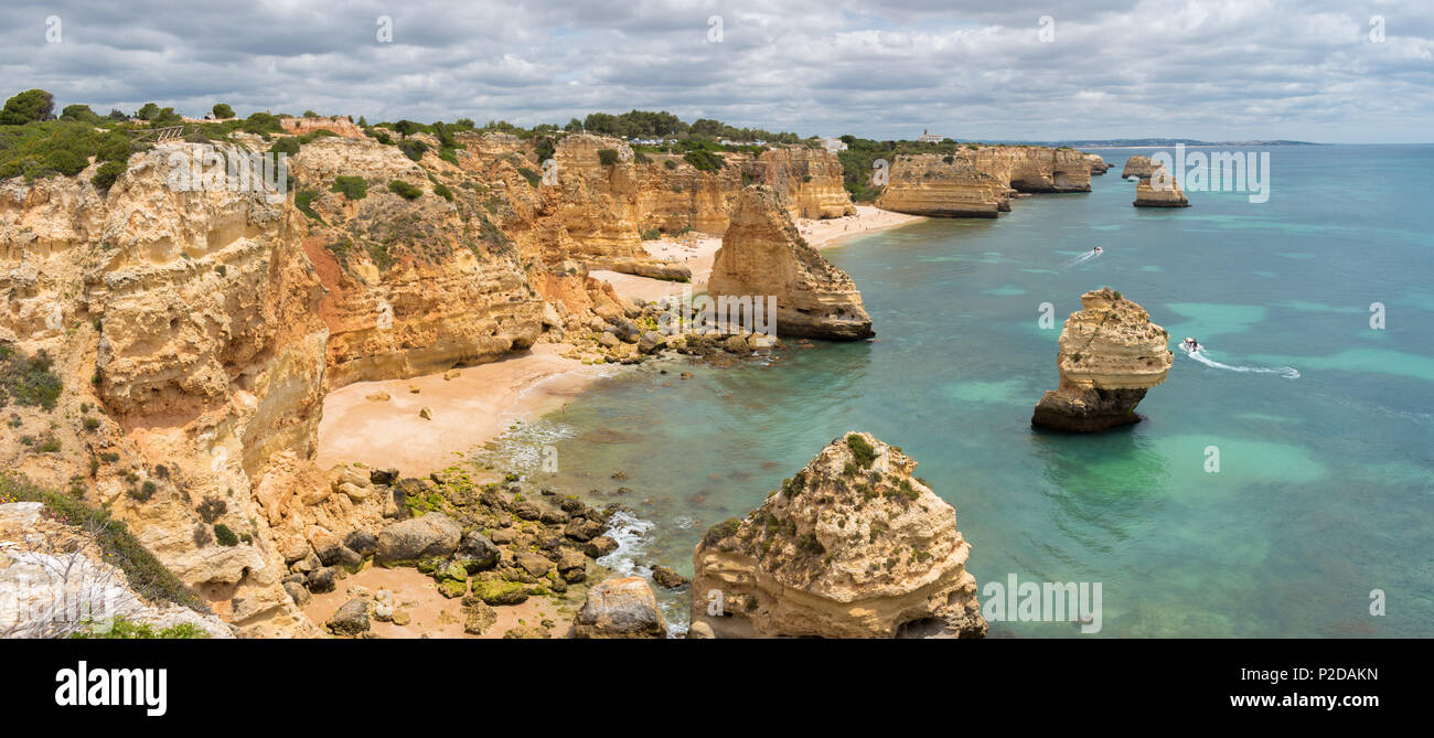 Panorama De Praia Da Marinha Sur La Côte Sud Du Portugal