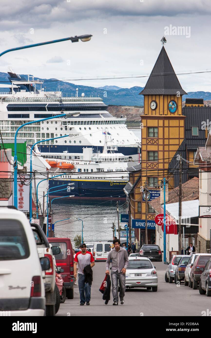 L'Argentine, la province de Terre de Feu, Ushuaia, Tierra del Fuego, dans les rues d'Ushuaia le long du Canal de Beagle Banque D'Images