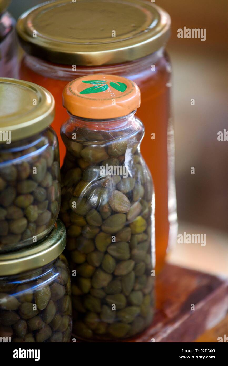 La Croatie, Dalmatie, côte dalmate, Hvar, Hvar, vente de câpres sel Banque D'Images