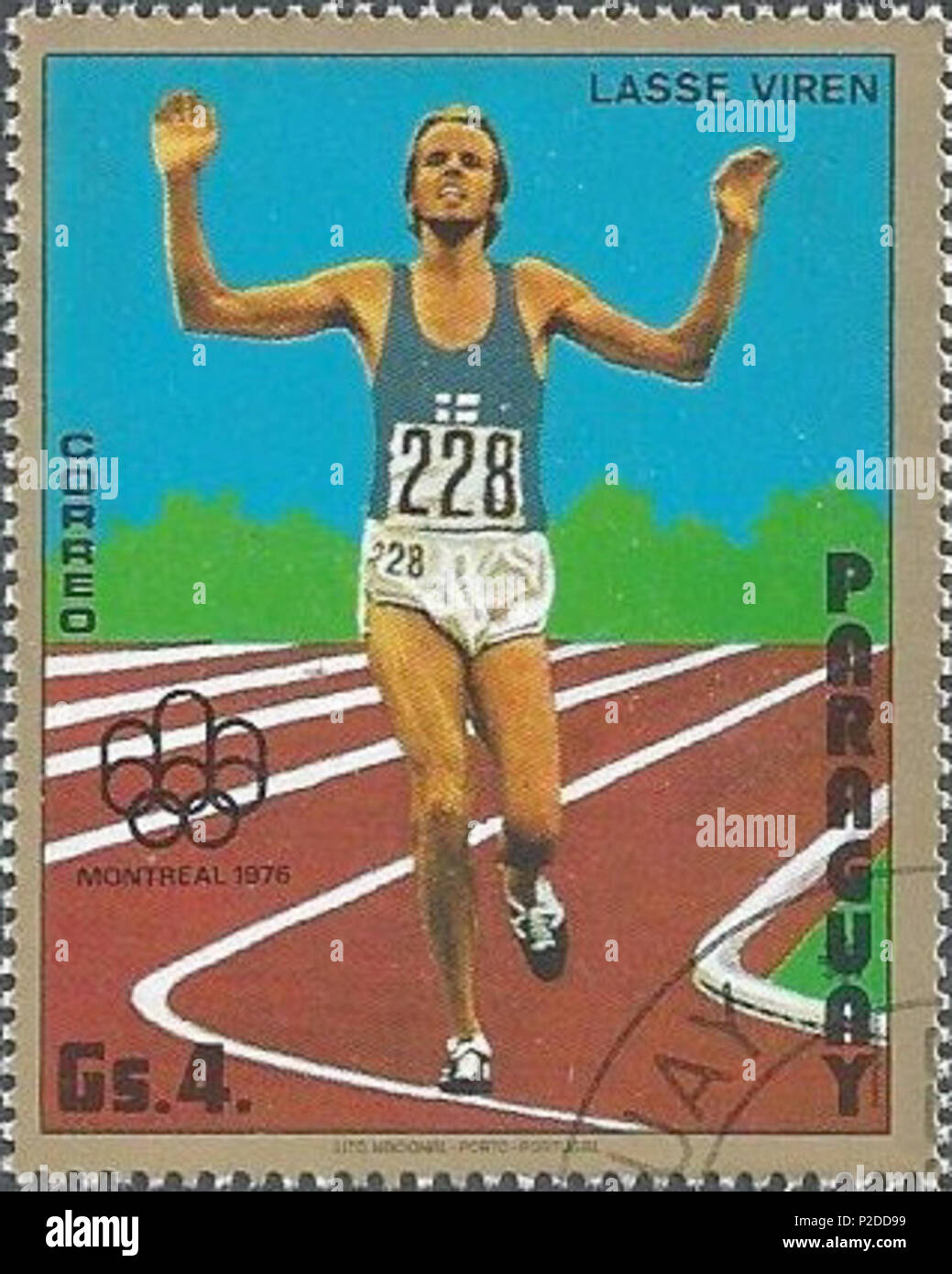 . Lasse Virén . 1976. Inconnu 30 Lasse Viren 1975 Paraguay stamp Banque D'Images