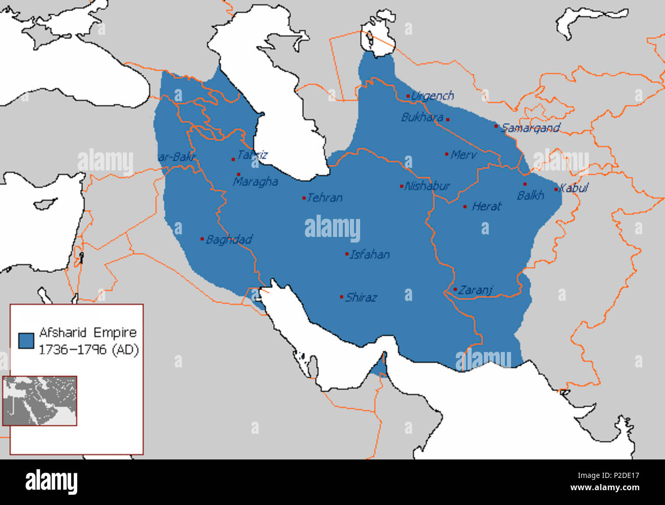 33 Carte de l'Empire dynastie afsharide Banque D'Images