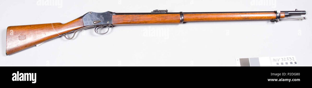 . Anglais : fusil Martini-Henry, modèle 1879. Le Roumain. À partir de la collection d'Armémuseum (Musée de l'armée suédoise), Stockholm, Suède. Român ? : Pu ?c ? Cu singur un foc ?i cartu ? Corps métallique, sistem modèle 1879 Henry-Martinim, cal. 11,43mm. Achizi ?ionat ? Dup ? R ?zboiul de Independen ? ? Pentru un moderniza standardiza dotarea armatei ?i. 15 février 2012. Armémuseum (le Musée de l'armée suédoise) 49 Modèle 1879 Martini-Henry Roumaine Banque D'Images