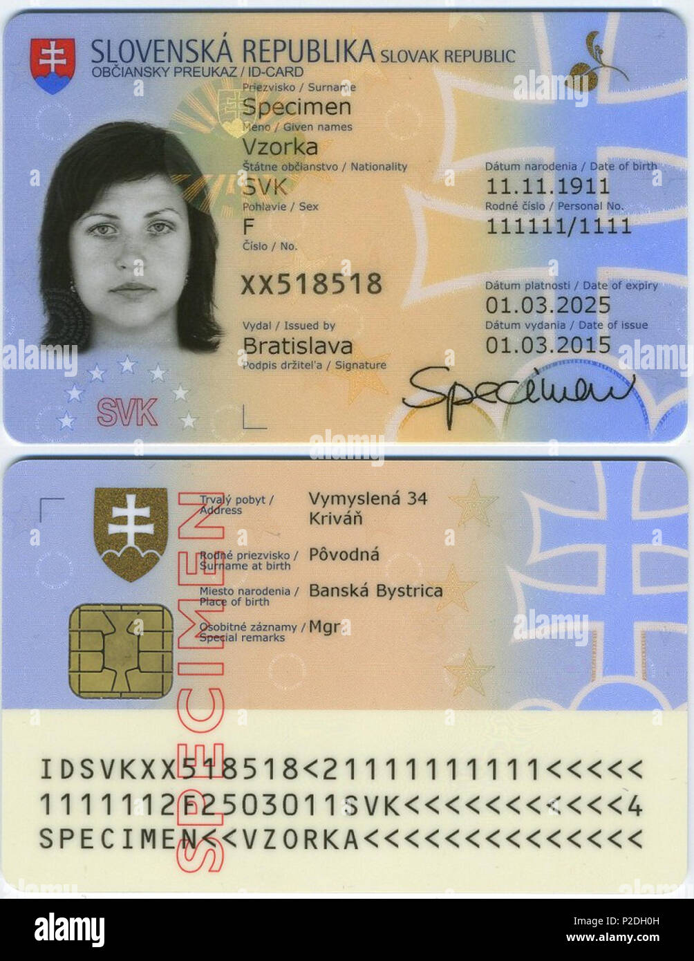 Anglais Courant De La Carte D Identite Slovaque 1 Mars 15 Ministere De L Interieur De La Republique Slovaque 52 Carte D Identite Slovaque 15 Photo Stock Alamy